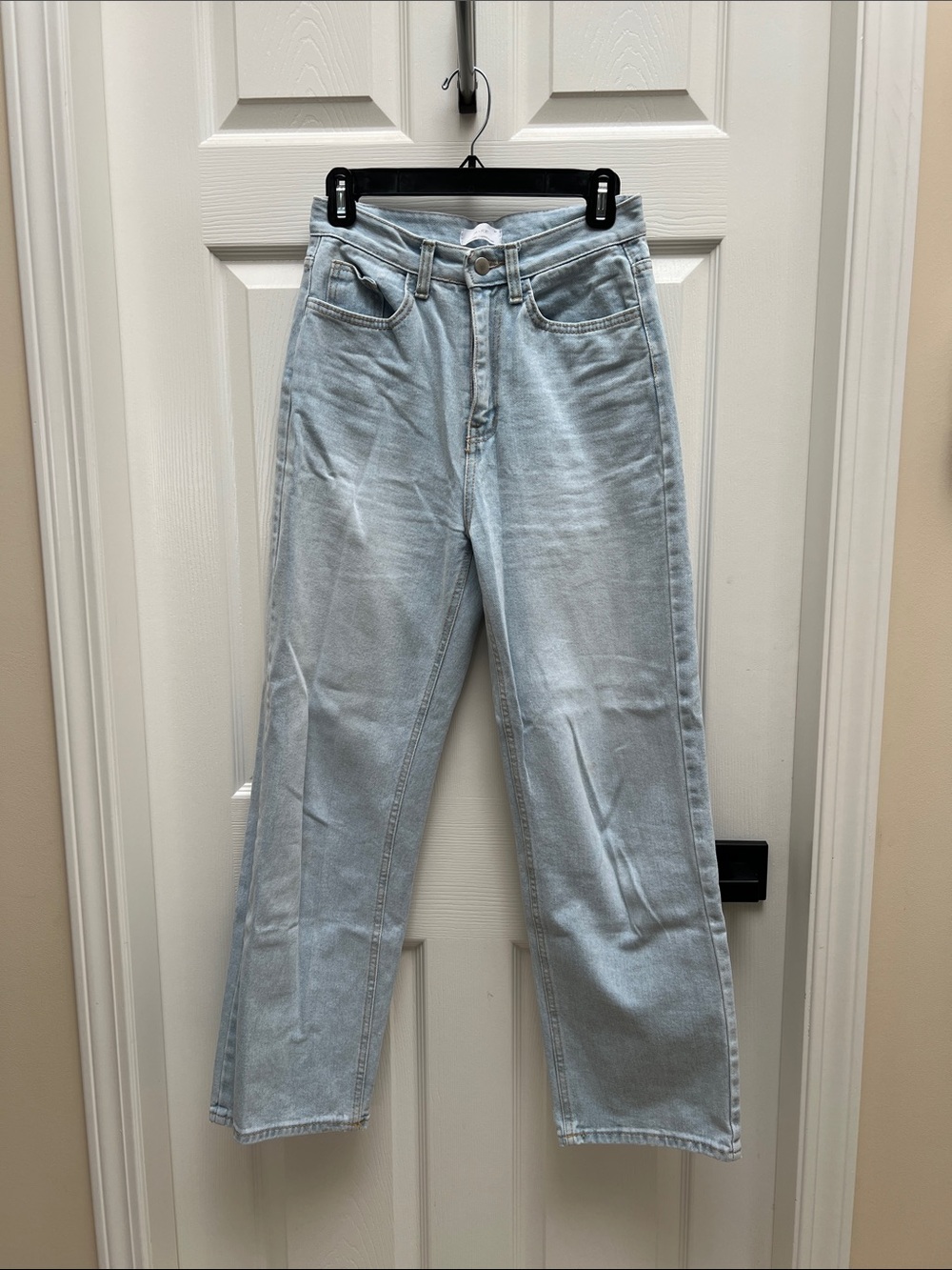 OAK + FORT Light Blue High-Rise Straight Jeans